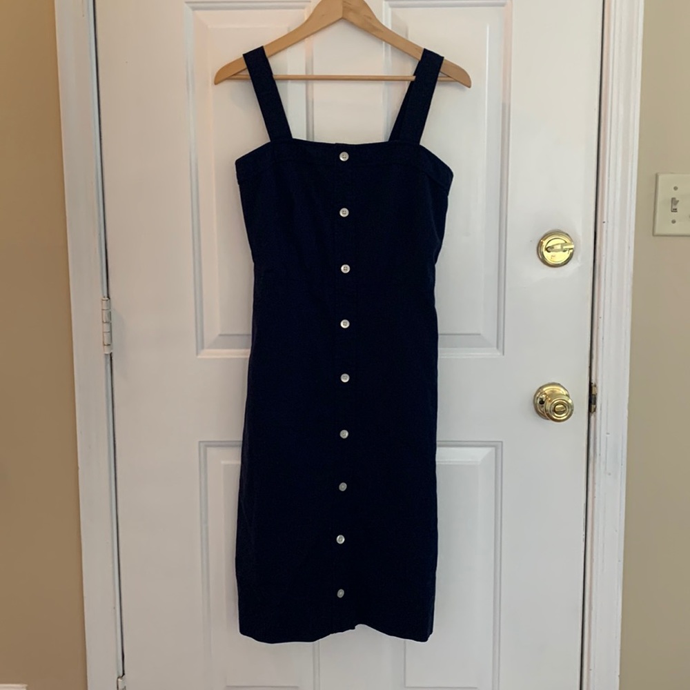 Everlane Navy 100% cotton weave picnic dress